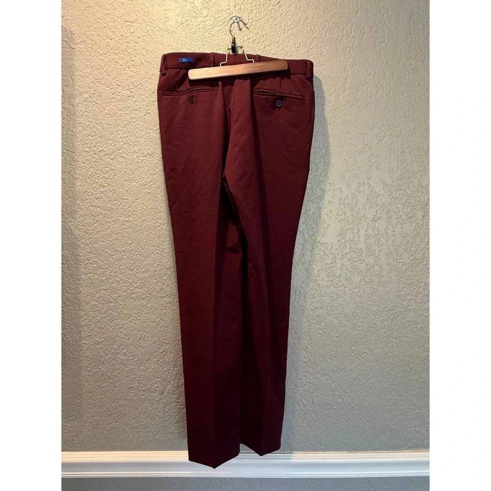 EGARA Mens Burgundy Slim Fit‎ Dress Pants Size 30x30 Polyester Rayon Spandex